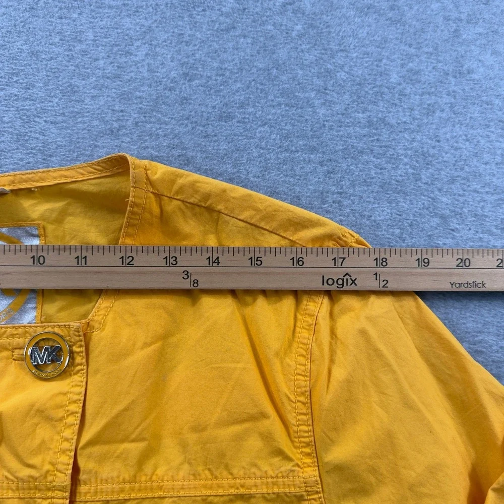 Michael Kors Double Breasted Jacket Womens 1X Yellow MK Logo Button Cotton